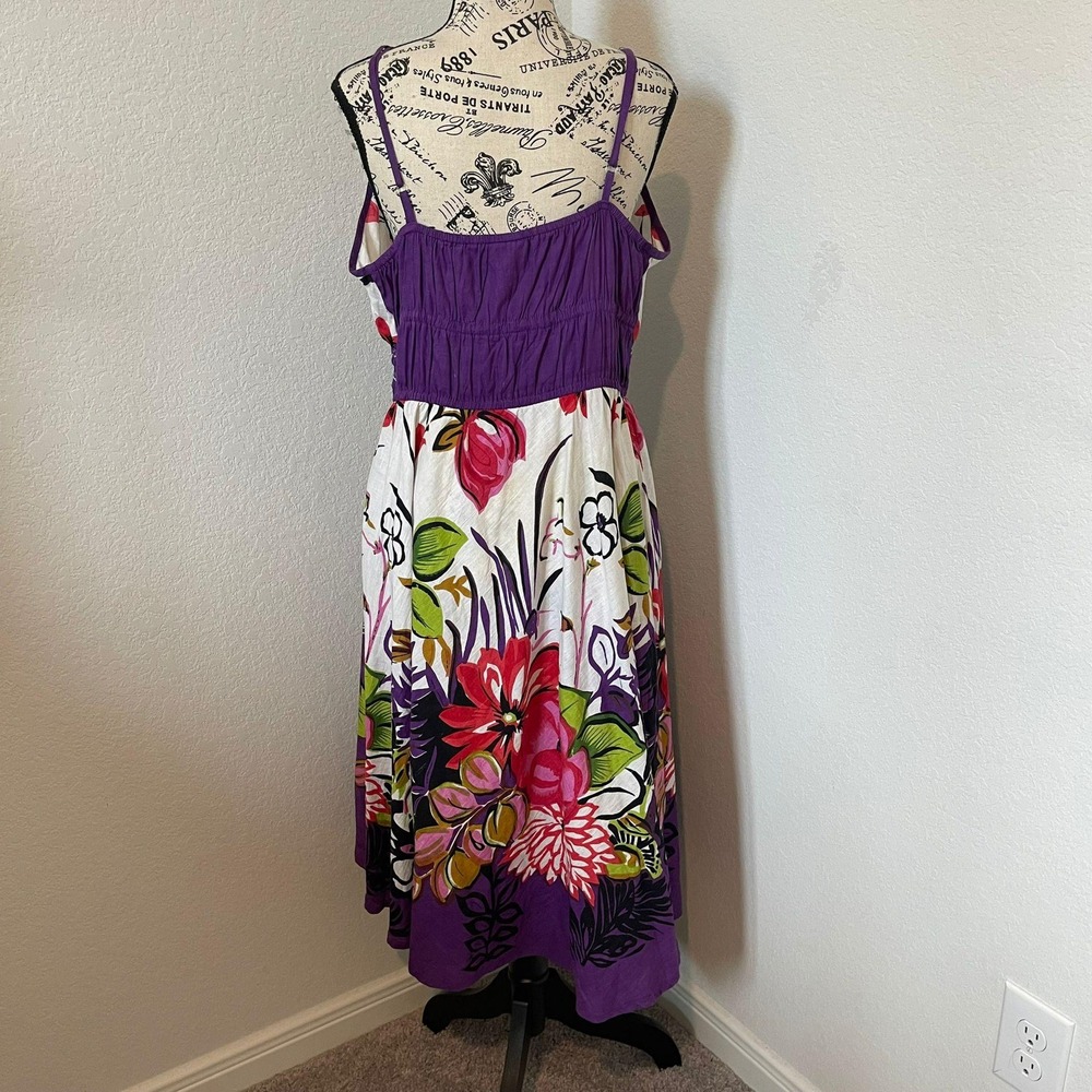 Uniti Casuals Floral Sundress V-Neck Smocked Waist Summer Dress 2X Bohemian - Picture 2 of 7